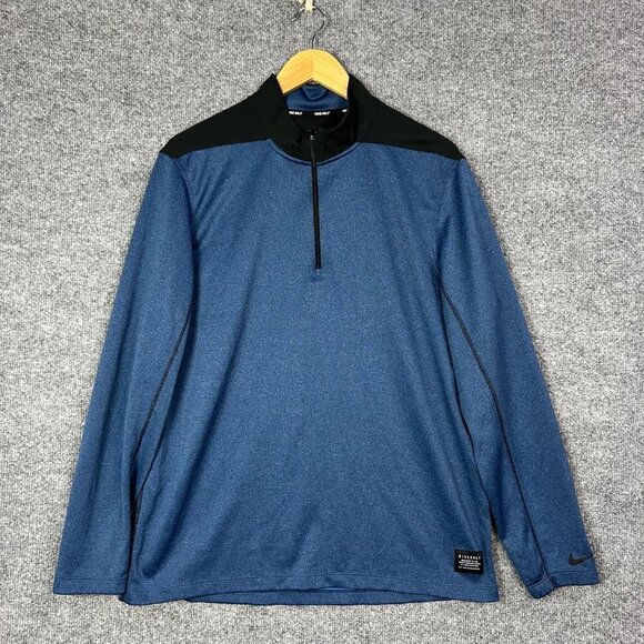 Nike‎ Golf Sweater Adult Large Blue Quarter Zip Pullover Golf Lightweight Mens - Picture 1 of 8